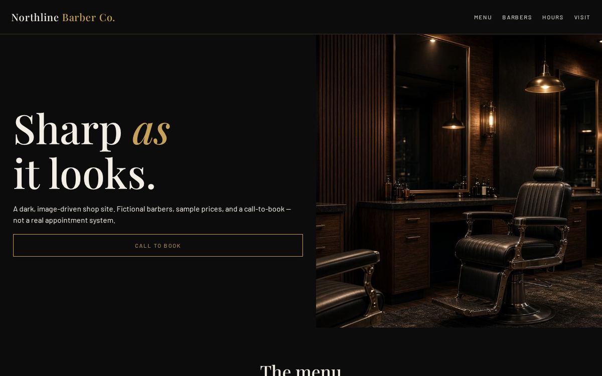 Preview of the Northline Barber Co. demo website