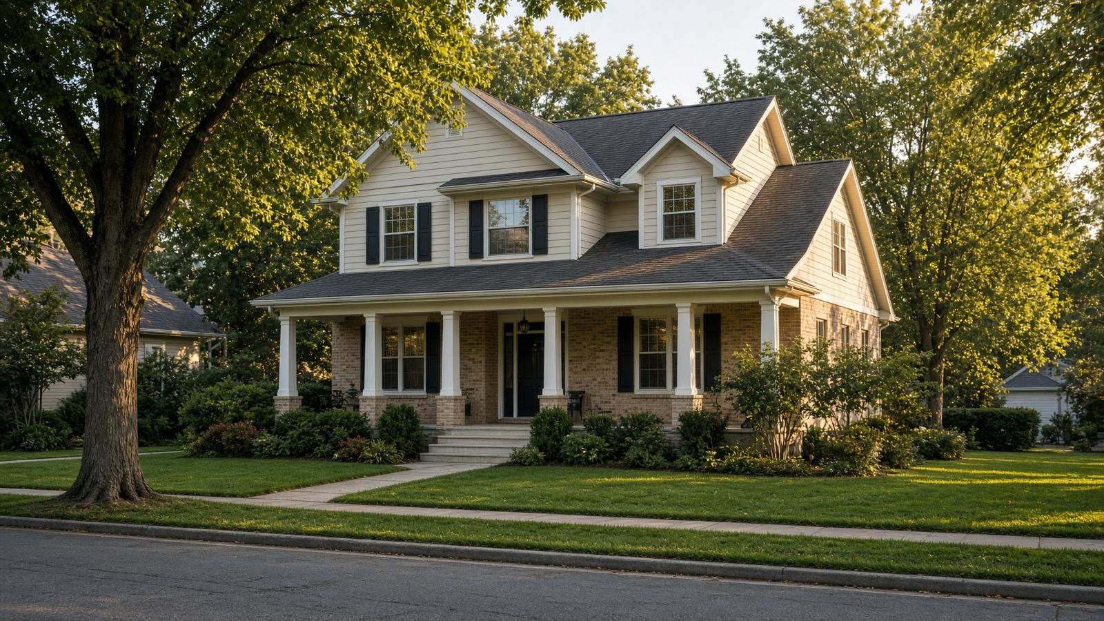 Suburban house with a completed roof